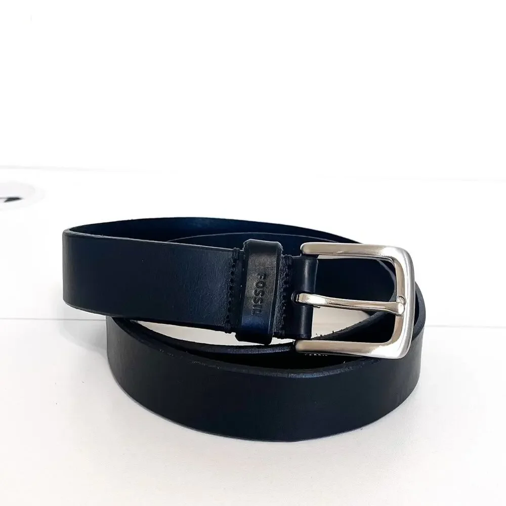Fossil Mens Classic Leather Belt Size 42 105 Joe Black Casual Work Minimal 061